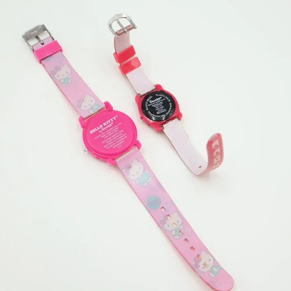 2 Hello Kitty Digital Watches Pair Sanrio Kids Pink Hearts with New Batteries